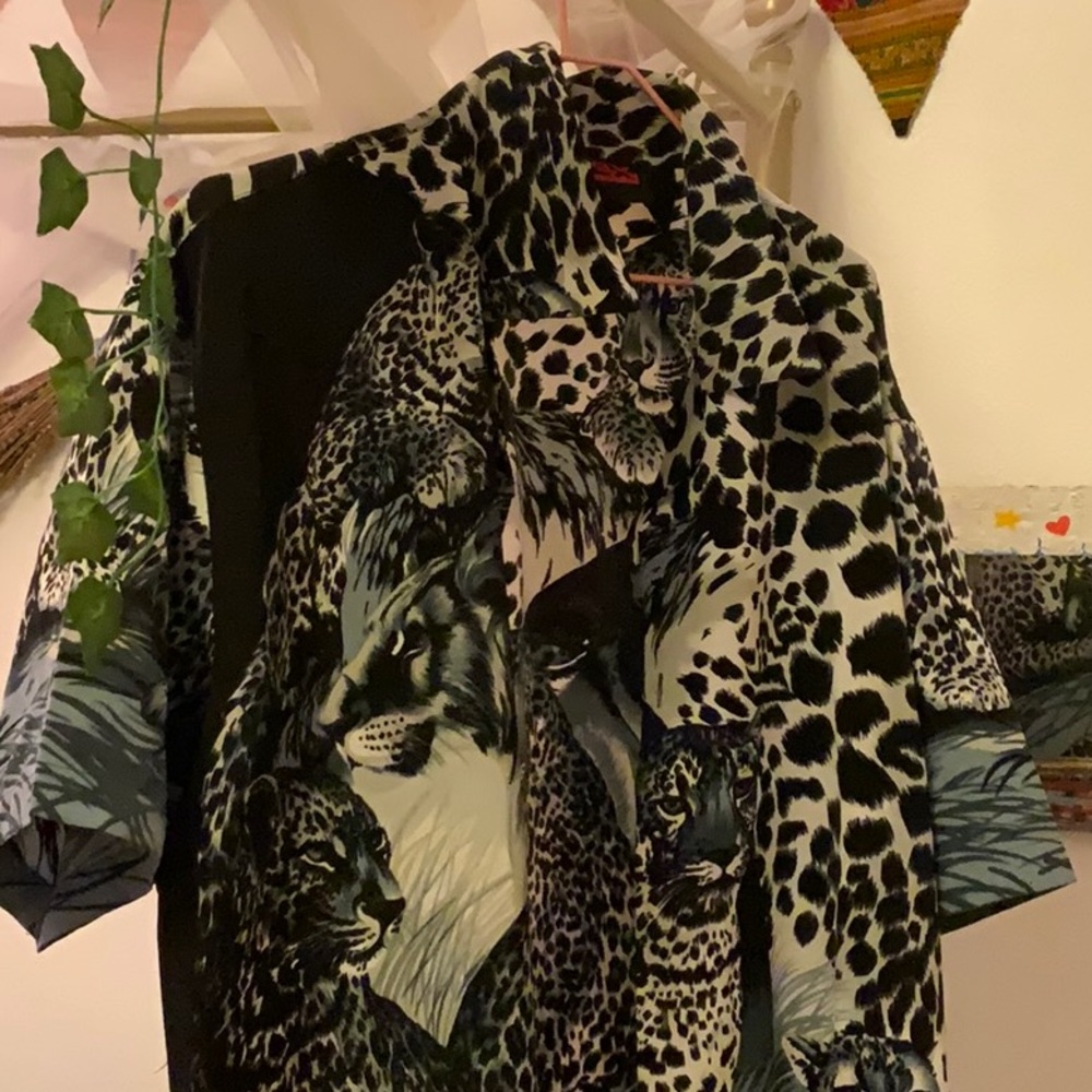 Animal print button down shirt